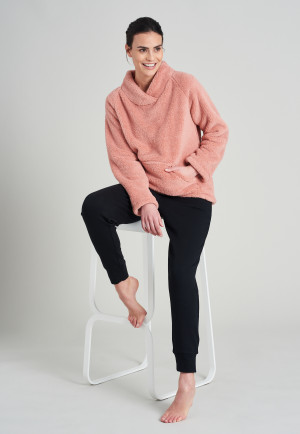Sweater long-sleeved fleece stand-up collar terracotta - Mix & Relax