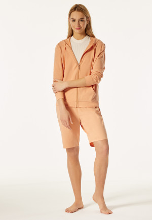 Sweatsuit jacket Tencel sustainable hood pockets cuffs peach - Lounge Refibra