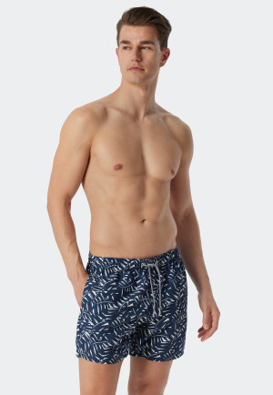 Short de bain bleu foncé imprimé - Wave Nature