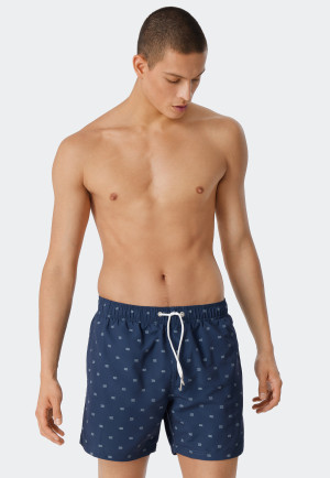 Pantaloncini da bagno in tessuto intrecciato con fantasia di colore blu scuro - Marineland