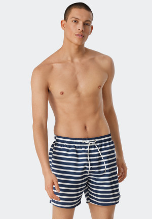 Short de bain matière tissée bleu foncé/blanc rayé - Submergé