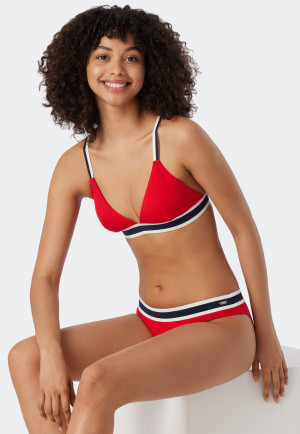 Triangel-Bikini-Set herausnehmbare Softcups variable Träger Mini-Slip Ripp-Optik rot - Underwater