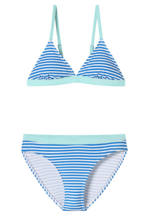 Kit bikini triangle tricot SFP 40+ recyclé rayures aquarium - Aqua