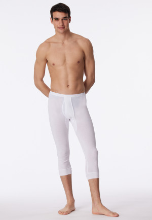 Underwear 3/4 length with fly white - Original double rib