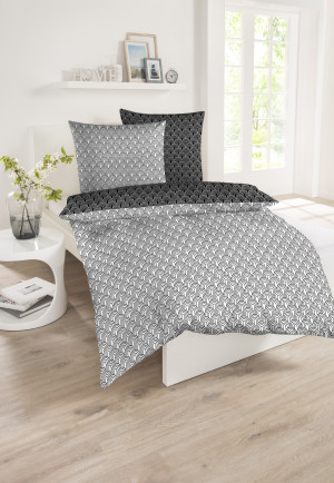 Reversible bed linen 2-piece satin black-white - SCHIESSER HOME