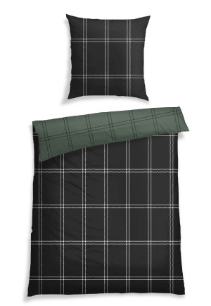 Biancheria da letto reversibile 2 pezzi nera - flanella fine