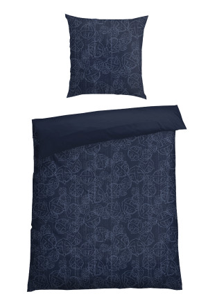 Set di biancheria da letto reversibile duepezzi Renforcé stampa statement blu scuro - SCHIESSER 150 Years