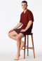 Short pyjamas V-neck chest pocket red patterned - Comfort Essentials