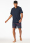 Short pyjamas V-neck chest pocket navy patterned - Comfort Essentials