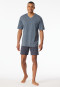 Pyjama court coton bio encolure en V poche poitrine à carreaux graphite - Comfort Nightwear