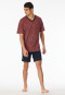 Pyjama court coton bio encolure en V poche poitrine à carreaux rouge chilli - Comfort Nightwear
