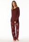 Pigiama lungo floreale rosso bordò - Comfort Nightwear