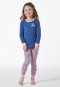 Schlafanzug lang Feinripp Panda Ringel blau - Girls World
