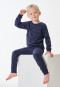 Schlafanzug lang Frottee Bündchen Eisbären dunkelblau - Kids Nightwear