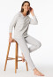 Schlafanzug lang Frottee Bündchen Ringel silbergrau-meliert - Casual Essentials