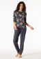 Pyjama long poignet fleurs graphite - Comfort Nightwear