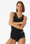 Slip midi a costine sottili in pizzo nero - Revival Marie