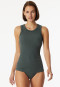 Strap top fine rib dark green - Revival Paula