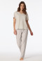 Maglietta a maniche corte in lino e cotone organico a strisce off-white - Mix+ Relax