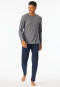 Pyjama long rayures bleu nuit - Selected Premium Jacquard