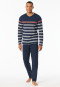 Pigiama lungo a righe blu notte - Casual Nightwear