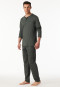Pyjama long patte de boutonnage vert foncé - Fine Interlock