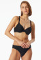 Bikini top with shell jersey recycled stripes black - aqua