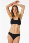 Slip bikini in jersey riciclato a strisce nero - Aqua