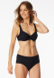 Slip bikini in jersey riciclato a strisce nere - Aqua