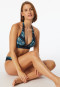 Triangle bikini top jersey recycled palm trees multicolor - aqua