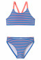 Bikini in tessuto a maglia riciclato SPF40+ strisce aquarium - Ciano