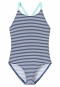 Maillot de bain tricot recyclé SFP 40+ rayures white&stripes - Aqua