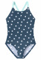 Maillot de bain tricot recyclé SFP 40+ pois bleu nuit - Aqua