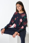 Schlafanzug lang Interlock Blumen nachtblau - Teens Nightwear