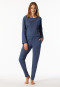 Pyjama long poignet broderie bleu jeans - Casual Nightwear