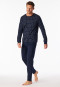 Pyjama long interlock poignet bleu nuit à carreaux - Fine Interlock