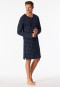 Sleep shirt long-sleeve interlock dark blue chequered - Fine Interlock