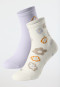 Damensocken 2er-Pack Organic Cotton Blumen lila/ creme - Fashion