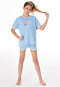 Pyjama court en sweat-shirt coeur happy pacific blue - Teens Nightwear