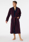 Bathrobe soft velour burgundy striped - Essentials