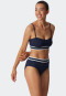 Ensemble bikini bandeau coussinets souples bretelles variables slip midi effet côtelé bleu foncé - Underwater