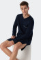 Sleep shirt long-sleeved interlock dark blue - Fine Interlock