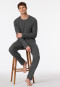 Schlafanzug Doppelripp lang dunkelgrau meliert - Modern Nightwear