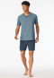 Pigiama breve a righe con scollatura a V blu denim - Long Life Soft
