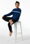 Pigiama lungo in spugna a righe indaco - Nightwear