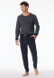 Pigiama lungo in spugna con polsini a strisce blu notte - Casual Nightwear