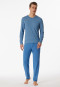 Schlafanzug lang Modal V-Ausschnitt Streifen atlantikblau - Long Life Soft