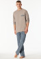 Pigiama lungo in cotone organico grigio brunastro a fantasia - Comfort Nightwear