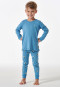 Pyjama long coton bio poignet étoiles lune bleu clair - Natural Love