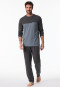 Pyjama long Coton Organic rayures poitrine anthracite - 95/5 Nightwear